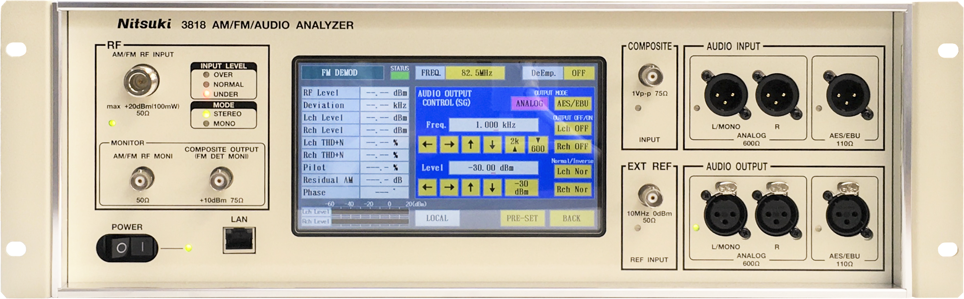 音声メディア放送機特性測定装置 AM/FM/AUDIO ANALYZER 測定機能 測定